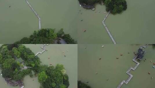 广东惠州：五一黄金周期间西湖桥梁人来人往高清在线视频素材下载