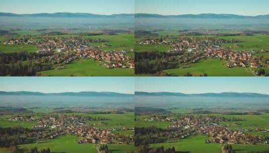 瑞士沃州秋季弗罗伊德维尔村鸟瞰图高清在线视频素材下载