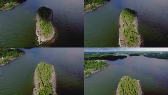 云在湖中的小岛上投下阴影高清在线视频素材下载