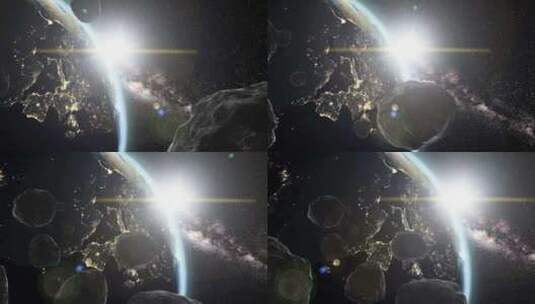 地球与小行星高清在线视频素材下载