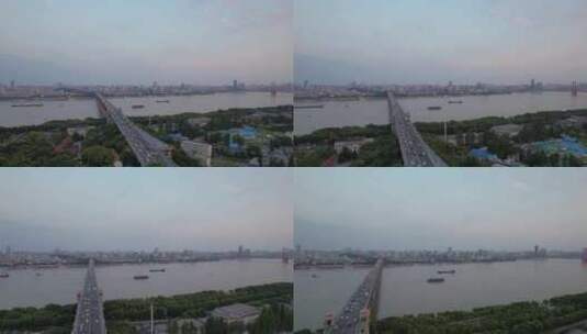 中国湖北省武汉市武汉长江大桥航拍风光高清在线视频素材下载