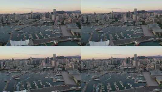 航拍视角青岛奥林匹克帆船中心夜景高清在线视频素材下载