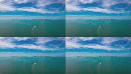 蓝色海航大海山东烟台长岛航拍延时8K高清在线视频素材下载
