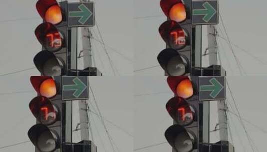 市区交通灯停车灯变红高清在线视频素材下载