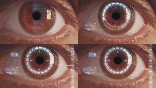 4K- 人类眼睛特写、3D眼睛扫描高清在线视频素材下载