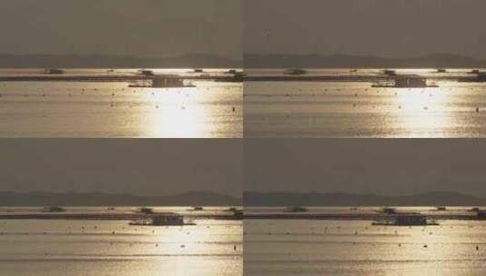 海上渔船日落延时视频空镜头高清在线视频素材下载