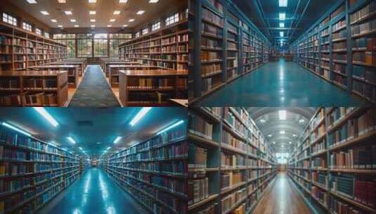 图书馆书店ai素材图书展现阅读书架借书借高清在线视频素材下载