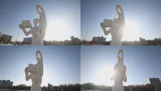 酒泉敦煌飞天雕塑慢帧拍摄高清在线视频素材下载