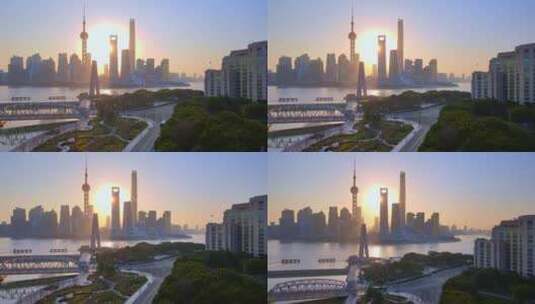 上海日出航拍镜头高清在线视频素材下载