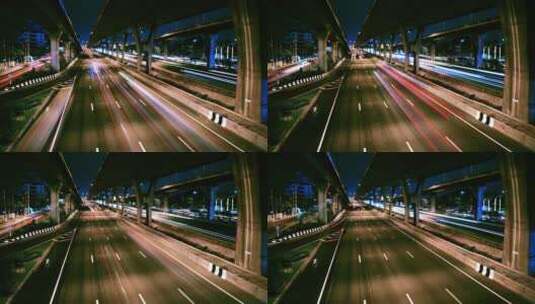 高速公路晚间环路时移高清在线视频素材下载