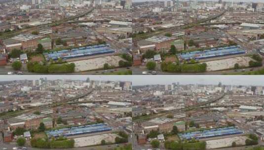 无人机拍摄的城市天际线高清在线视频素材下载