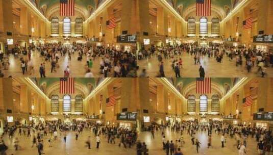 中央车站来来往往的乘客延时高清在线视频素材下载