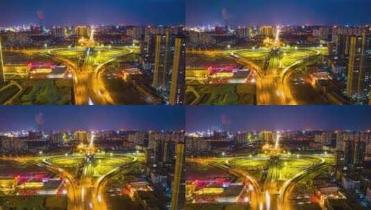 河北邯郸4k北环立交桥航拍延时摄影高清在线视频素材下载