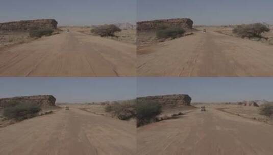 【DJI4K】航拍沙漠汽车高清在线视频素材下载