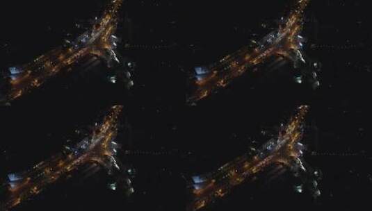 航拍城市夜景交通湖南长沙高清在线视频素材下载