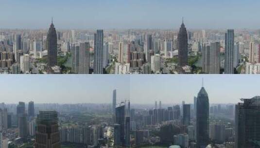 武汉金融中心CBD高楼大厦航拍高清在线视频素材下载