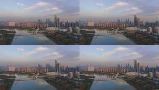 航拍 南京 之眼 步行桥 地标 建筑高清在线视频素材下载