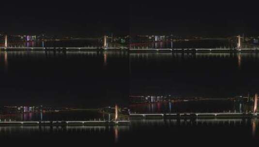 航拍浙江杭州城市夜景高清在线视频素材下载