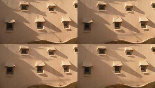 巴塞罗那城市米拉之家墙面建筑光感延时高清在线视频素材下载