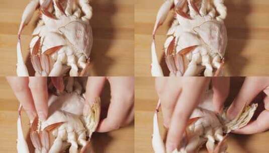 【镜头合集】吃螃蟹掰开梭子蟹高清在线视频素材下载