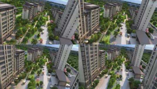 新中式房地产高档小区楼盘3D漫游建模高清在线视频素材下载