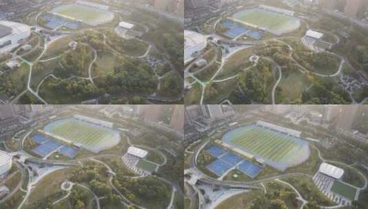 城市航拍郑州体育公园高清在线视频素材下载