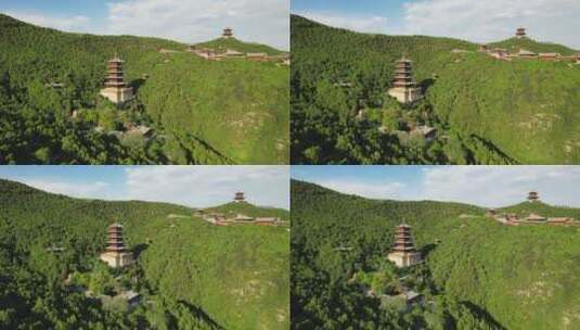 太原太山龙泉寺航拍高清在线视频素材下载