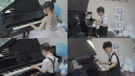钢琴 弹钢琴 认真 比赛 文艺 演出高清在线视频素材下载