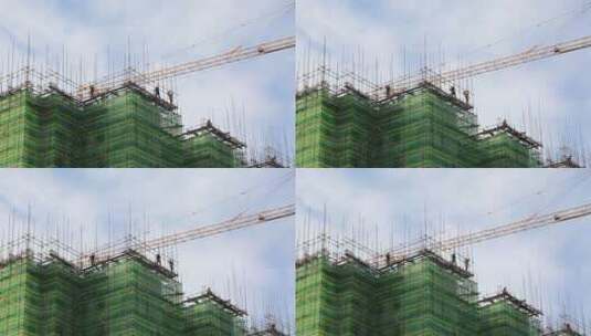 楼盘建筑工程施工塔吊施工高清在线视频素材下载