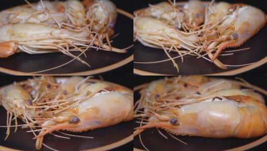 剥虾吃罗氏虾大头虾高清在线视频素材下载