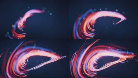 抽象流动的霓虹线条3D渲染高清在线视频素材下载