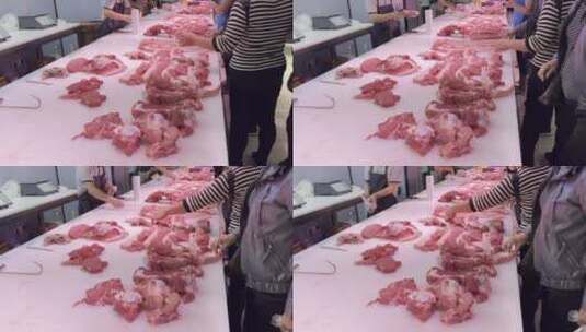 超市肉摊买猪肉高清在线视频素材下载