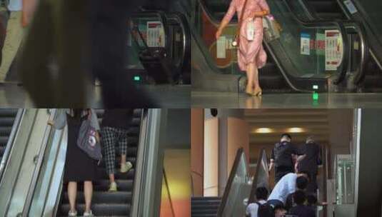 【合集】高铁车站电梯上的人流高清在线视频素材下载