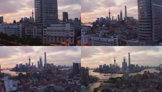 上海航拍 从居民楼到黄浦江高清在线视频素材下载