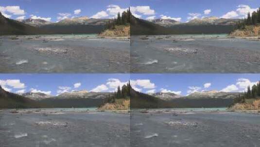 流入湖里的河流高清在线视频素材下载