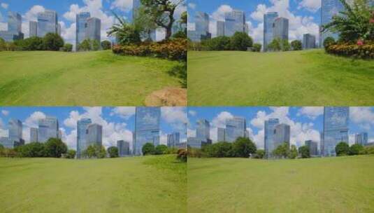 园林城市高楼建筑风光公园广场草地高清在线视频素材下载