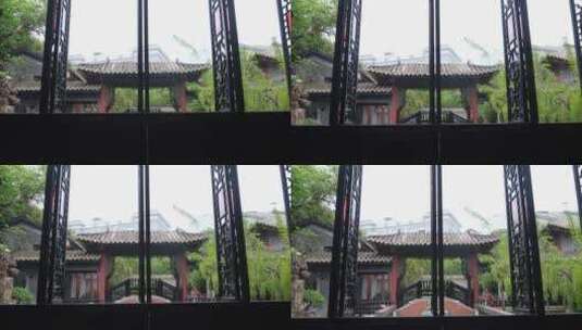 传统古建筑岭南园林清晖园木门窗高清在线视频素材下载