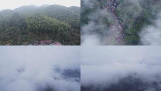 冬日雨后早晨村庄雾弥漫高清在线视频素材下载