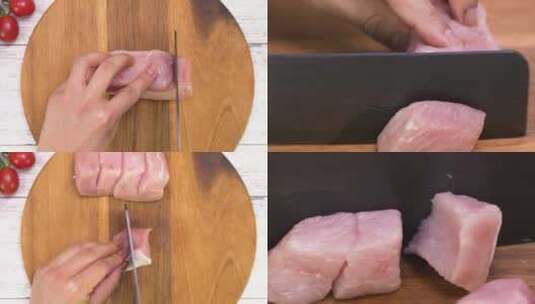 猪肉切块高清在线视频素材下载
