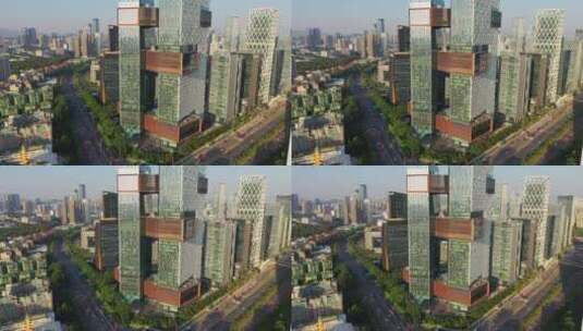 深圳腾讯滨海大厦中全景左环绕高清在线视频素材下载
