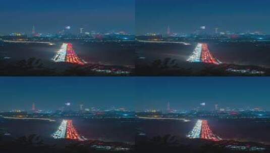 广州火炉山脚公路车流与摩天大楼延时风光高清在线视频素材下载