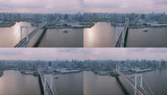 高空下的海滨城市高清在线视频素材下载