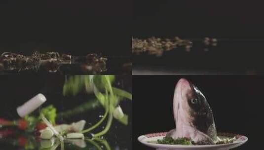 美食焖汁大鱼头香料佐料展示高清在线视频素材下载