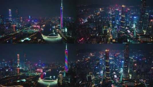 广州珠江新城都市夜景航拍2022最新高清在线视频素材下载