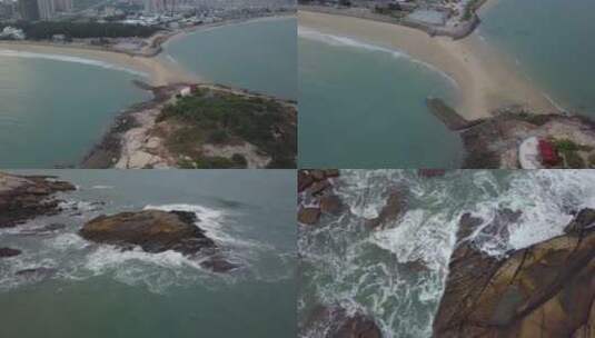 东山岛南屿双面海海边风浪海岛风景高清在线视频素材下载