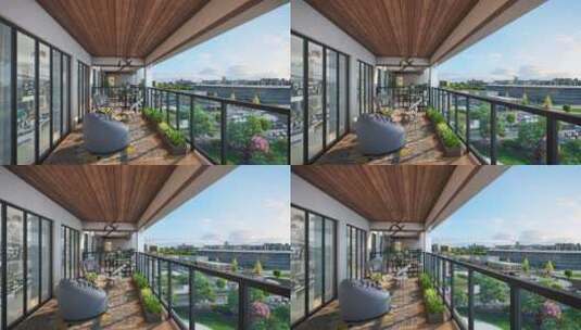 高端住宅阳台景观三维动画高清在线视频素材下载