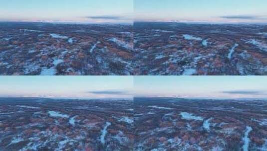 航拍内蒙古亚洲第一湿地雪景高清在线视频素材下载