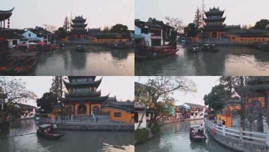 上海市朱家角古镇航拍风光高清在线视频素材下载