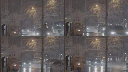 城市冬天雪景 夜晚雪景高清在线视频素材下载