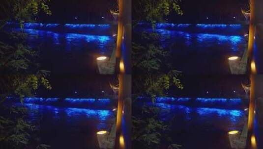 都江堰寺庙拜佛红墙南桥许愿红墙汉服夜景高清在线视频素材下载